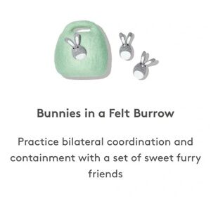 Lovevery Bunnies in felt burrow Babbler Kit 13-15 Months Montessori Learning Toy